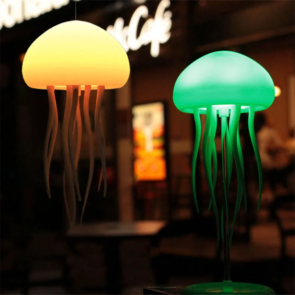 Hanging Jellyfish Light Voice Control Bedside Lamp Atmosphere RGB Gradient Jellyfish Night Light with Tentacles Home Room Decor