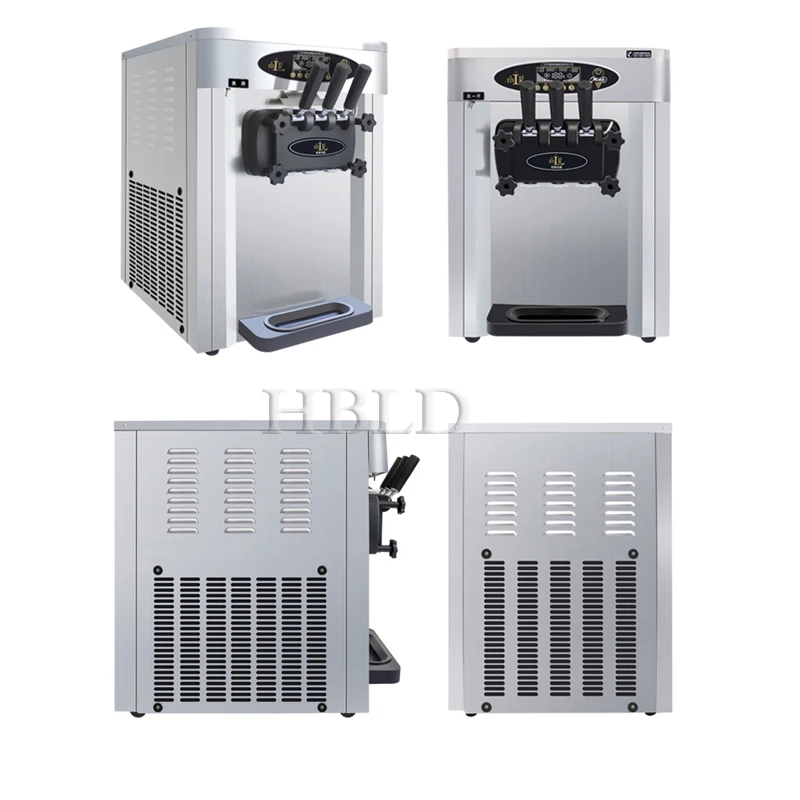 High Quality Three Flavors Soft Ice Cream Machine, Commercial Stainless Steel Frozen Yogurt Machine, Sundae Machine