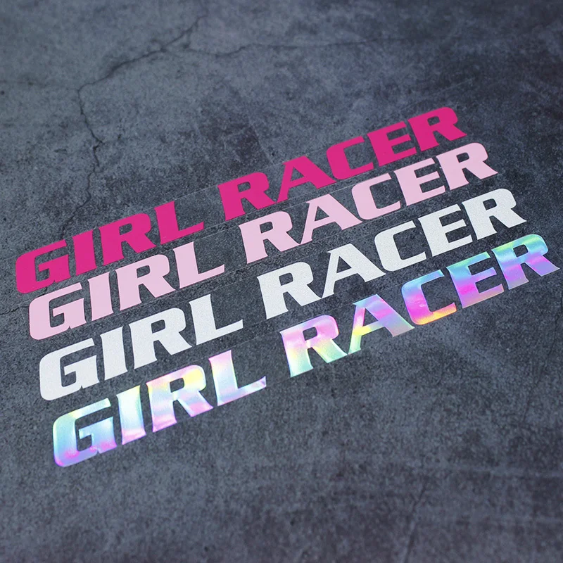 Female Driver Text Sticker Creative Car Decal Motorcycle E-bike Rear Window Rainbow Holographic GIRL R Waterproof