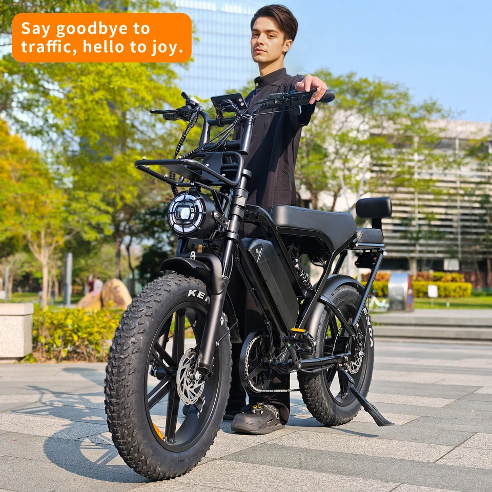 X80 Pro Adult Ebike, 1000W Motor, 20-inch Fat Tire Electric Bicycle, Hydraulic Brakes, 7-Speed ​​Transmission, 48V 15Ah Long Range, All-Terrain Off-Road Electric Bicycle, Front and Rear Suspension, Anti-Theft Alarm image 8