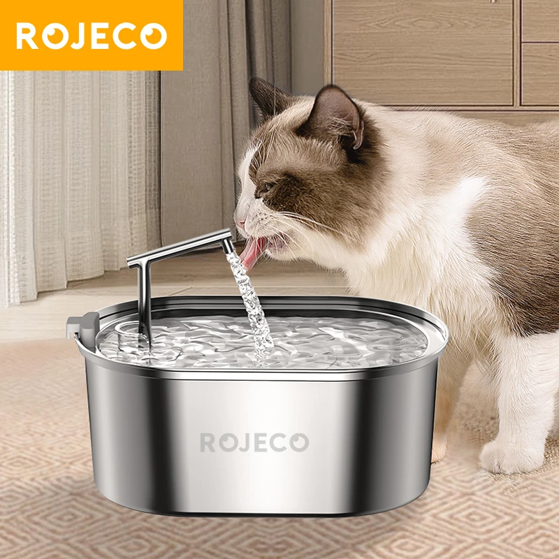 

ROJECO Stainless Steel Cat Water Fountain Automatic Cat Drinker Drinking Fountain For Cats Dogs Pet Water Dispenser Accessories
