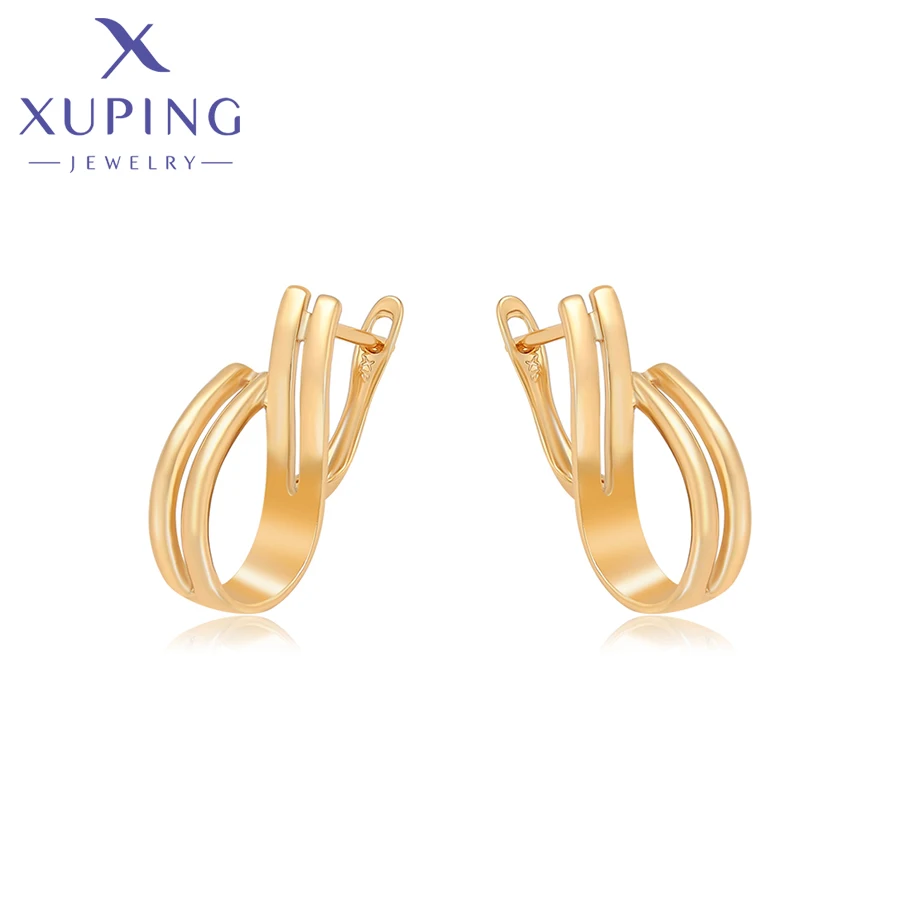 Xuping Jewelry Trendy New Simple Copper Alloy Charm Hoop Earrings with Gold Color Earring for Women Jewellery Gift S00152018