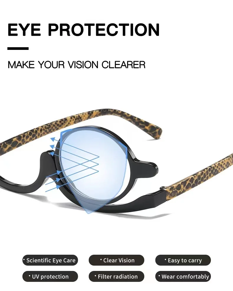 2023 New Colorful Frame Single Lens Cosmetic Presbyopia Mirror Multifunctional PC Frame 180 Degree Rotation Cosmetic Presbyopia