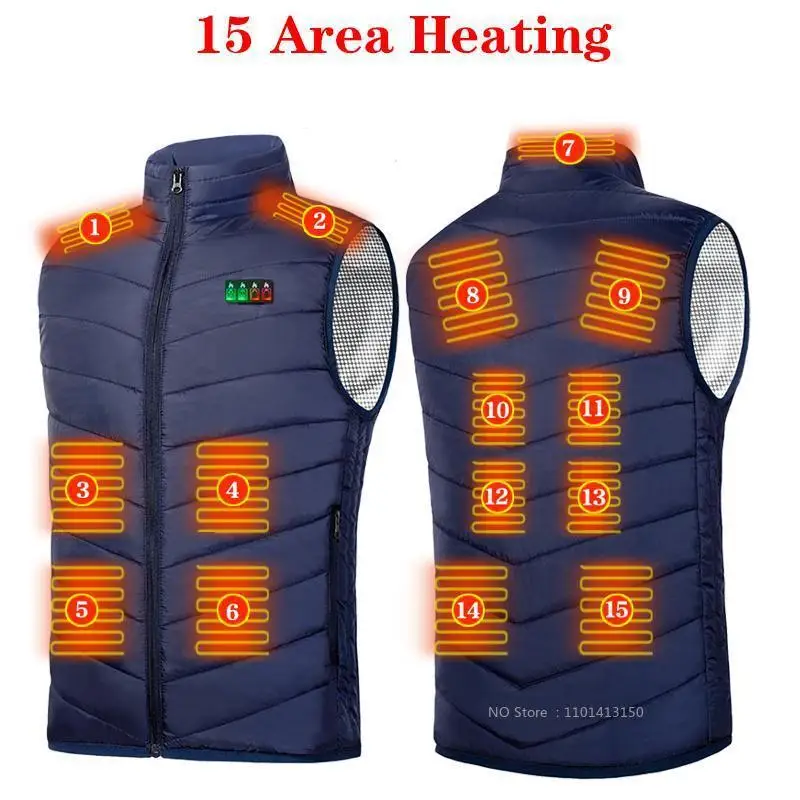 

15 Areas Self Heating Vest Men's Heating jacket Thermal Women's USB Heated Vest Warm Clothing Camping Washable Winter Fishing