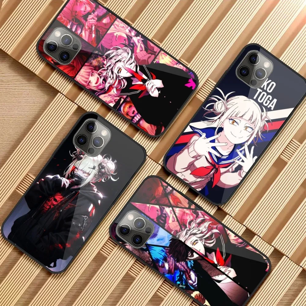 Hero Academia Himiko Toga Cell Phone Case for iPhone 15 14 13 12 11 XS X 8 7 6 Plus Mini Pro Max SE 2022 PC Glass Cover Funda