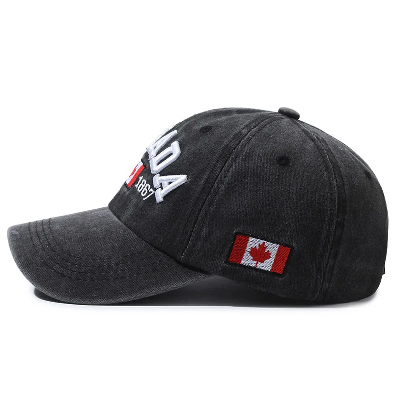 Vintage Canada Embroidery Baseball Cap with Maple Flag Patch - Lightweight and Adjustable Sun Hat for Women and Men