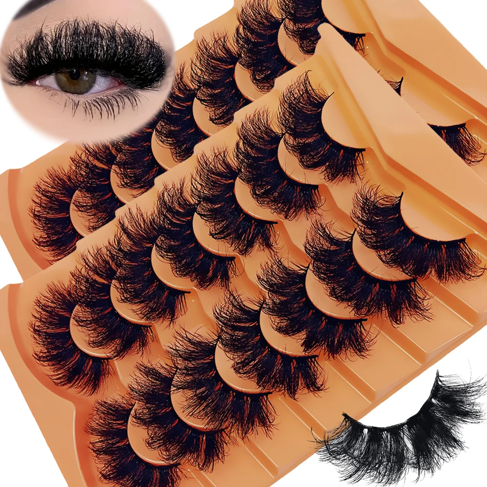 14 คู่/2 แพ็คขนตา Faux Mink ขนตายาวนาน Fluffy Mink Lashes Dramatic Volume Lashes Extension หนายาว
