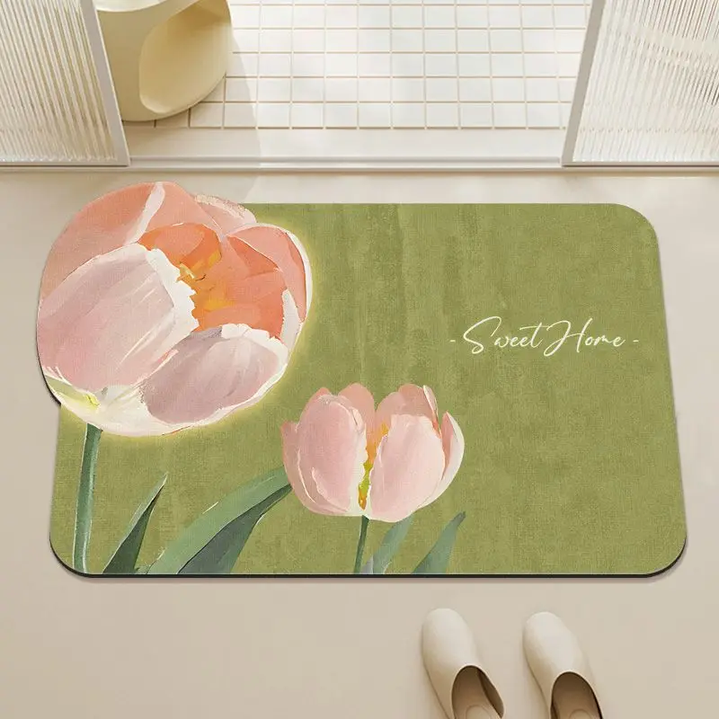 Bathroom Floor Mat, Diatomaceous Earth Toilet Absorbent Carpet, Non Slip Foot Mat at the Bathroom Entrance, Irregular Shaped Sma