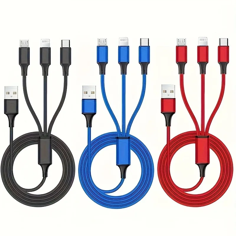 3-In-1 USB charging cable for iPhone, as well as Samsung