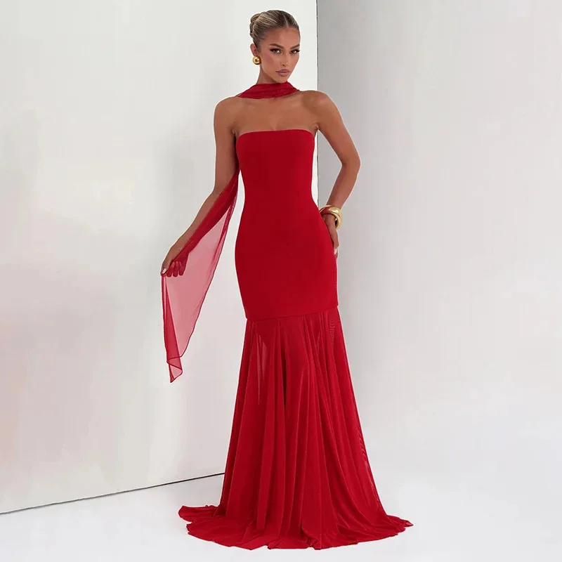 

2026 New Simple Evening Dress For Women Strapless Floor-length Sexy Elegant Mermaid Prom Dresses For Banquet Vestido De Novia