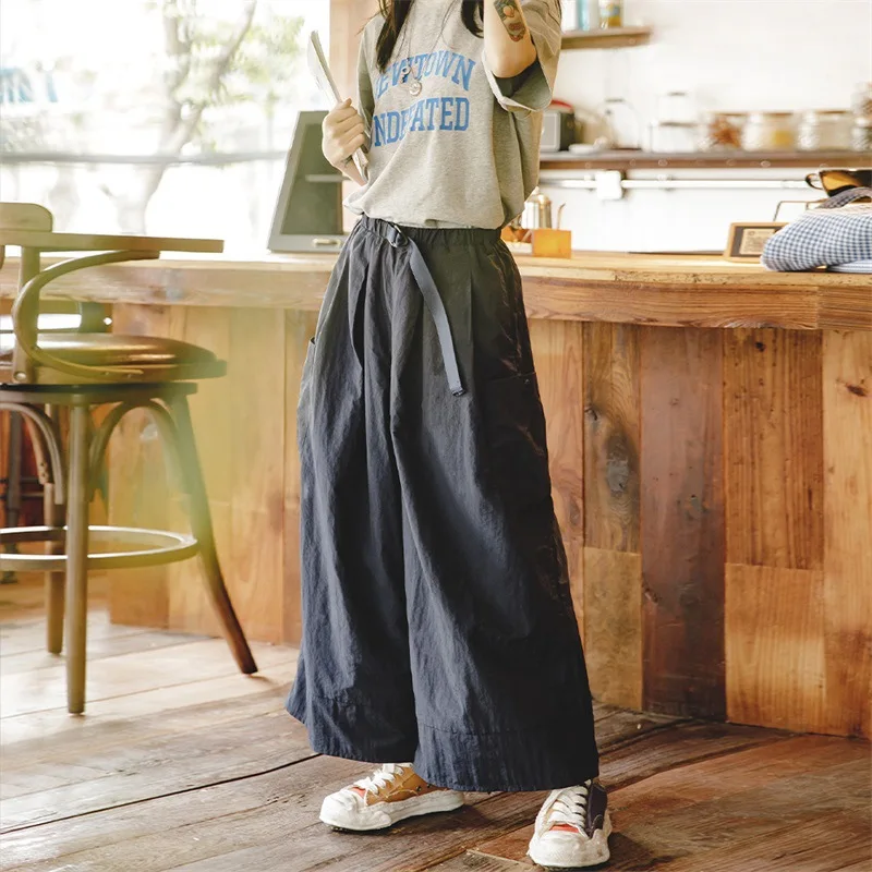 Maden Damen japanische lässige Cargo hose mit hoher Taille Baggy Pocket Hose mit weitem Bein 2023 Sommer Overs ize A-Linie Rock Culottes