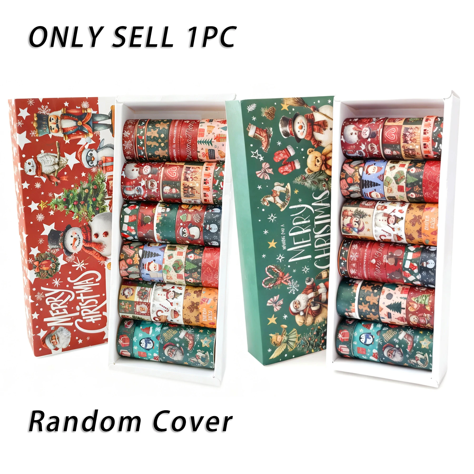 Random Cover 27 Rolls Vintage Christmas Washi Tape Set 8 Different Sizes Decorative Scrapbooking Sticker Tape For Journaling