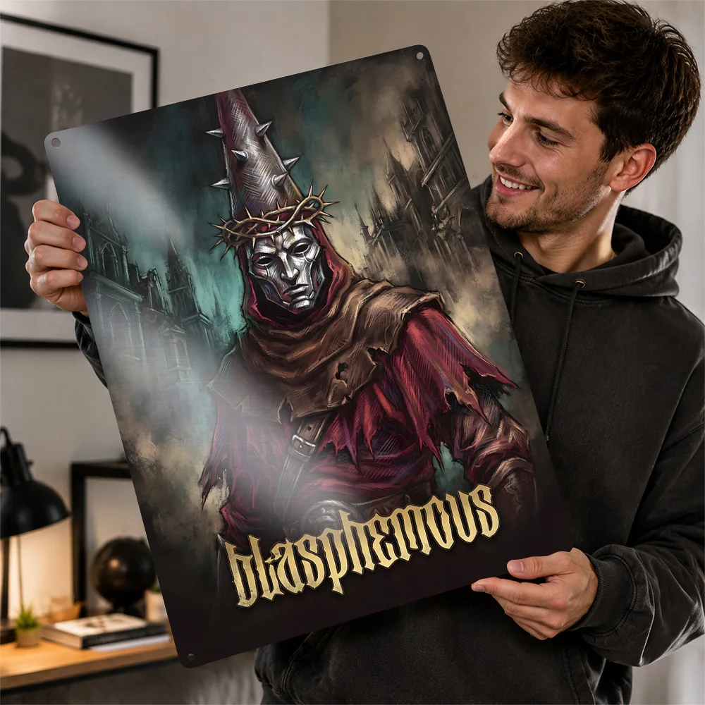 The Penitent One From Blasphemous Textured Poster Personalized Aluminum Metal Sign Dark Realm Style Wall Art For Bedroom Decor