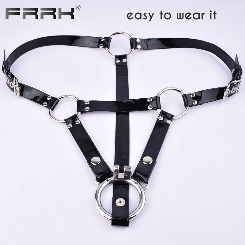 FRRK PU-02 Belt with K-03 Penis Rings for FRRK Built-in Lock Chastity Cage