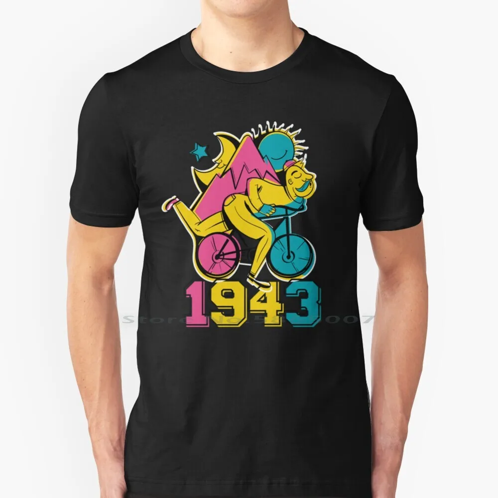 Trippy Psychedelic Bicycle Ride 1940s T Shirt 100% Cotton Lsd Acid Trippy Albert Hoffman Bicycle Day Albert Hofmann Drugs