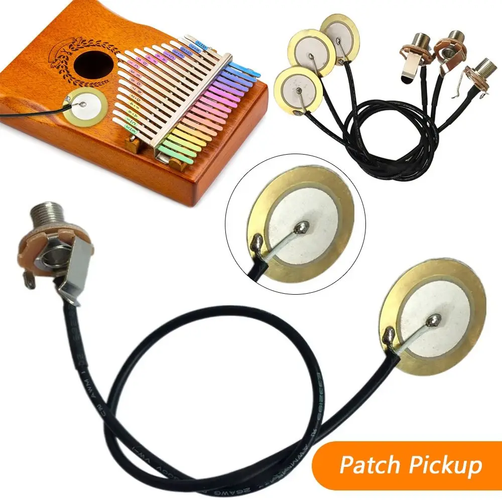 1pc Black Guitar Pickup Piezo Transducer Prewired Amplifier with 6.35MM Output Jack for Acoustic Guitar Ukulele