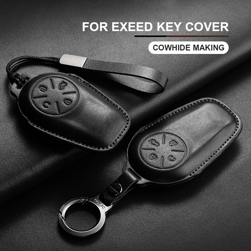 

Leather Car Smart Key Case Cover Shell For Chery EXEED LX TXL AtlantiX ET ES VX FL RX CDM PHEV Car Protector Fob Holder Keychain