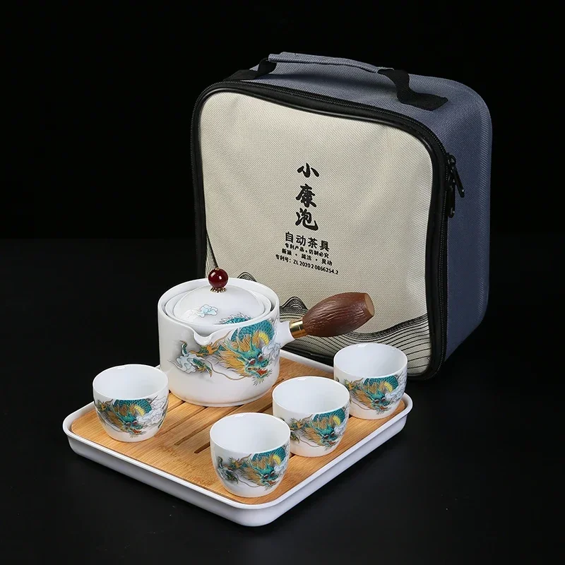 Ceramic Tea Cup for Puer Porcelain Chinese Kungfu Tea Set 360 Rotation Tea Maker and Infuser