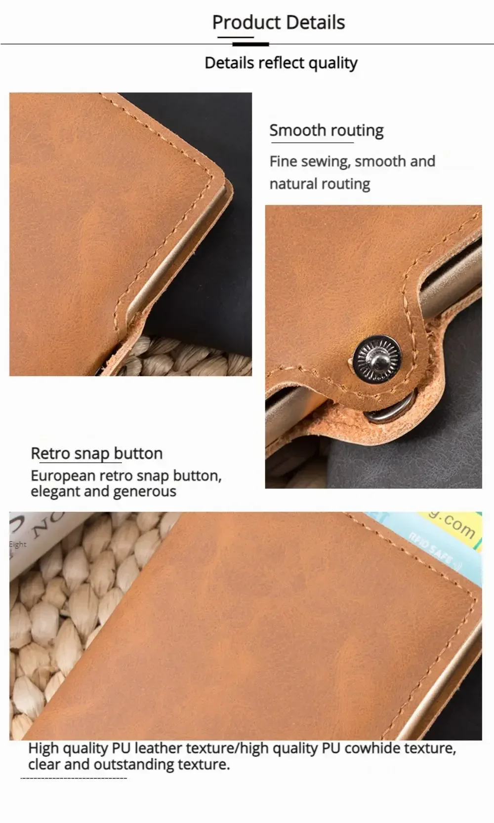 Luxus-Geldbörsen mit RFID-Blockierung, Business-Kreditkartenetuis, Pop-Up Smart Wallets, minimalistische Kartenetuis für Herren und Damen – Detail 2