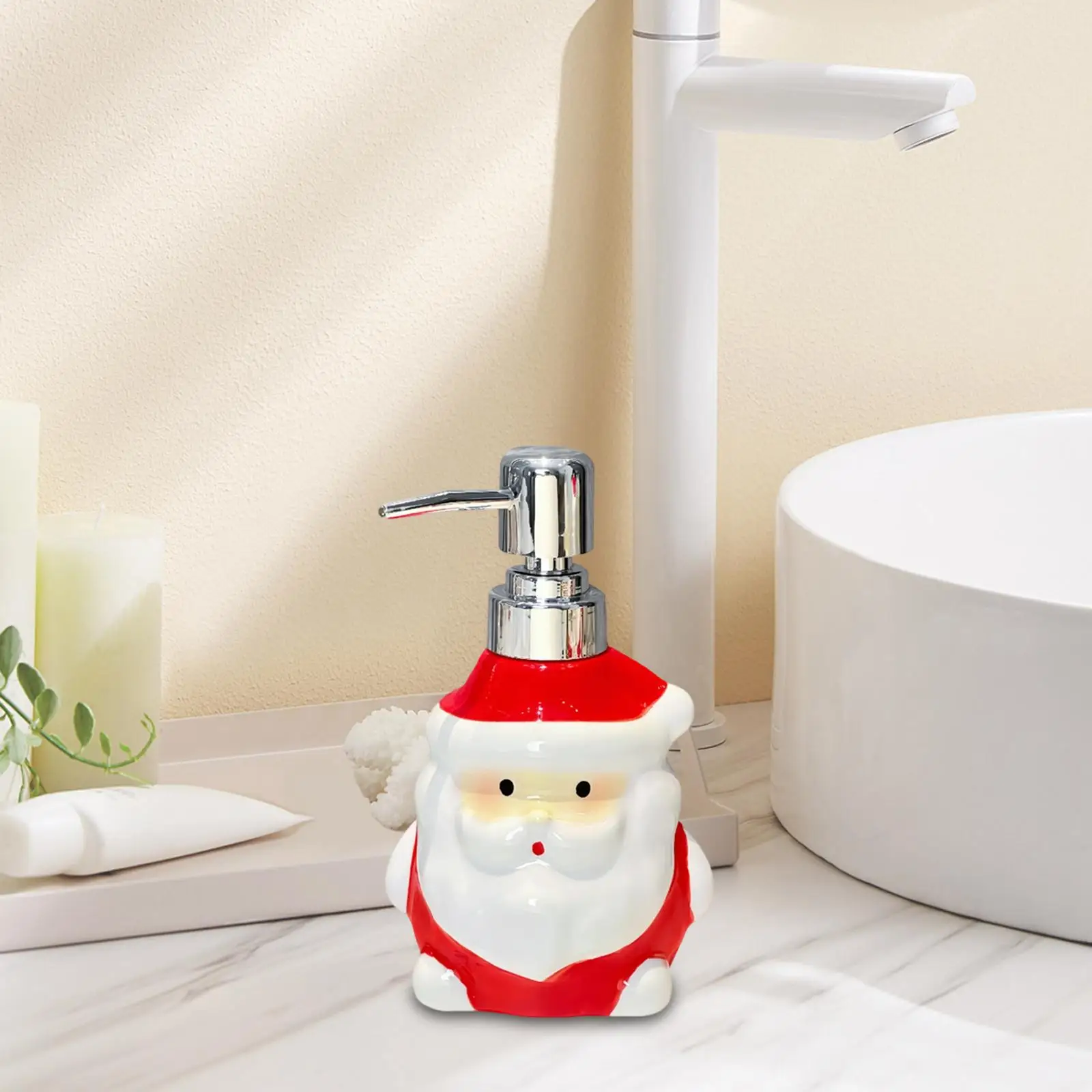 

Декоративный керамический дозатор для мыла в виде Деда Мороза, рождественская бутылка-помпа, многоразовая, для кухни и прачечной