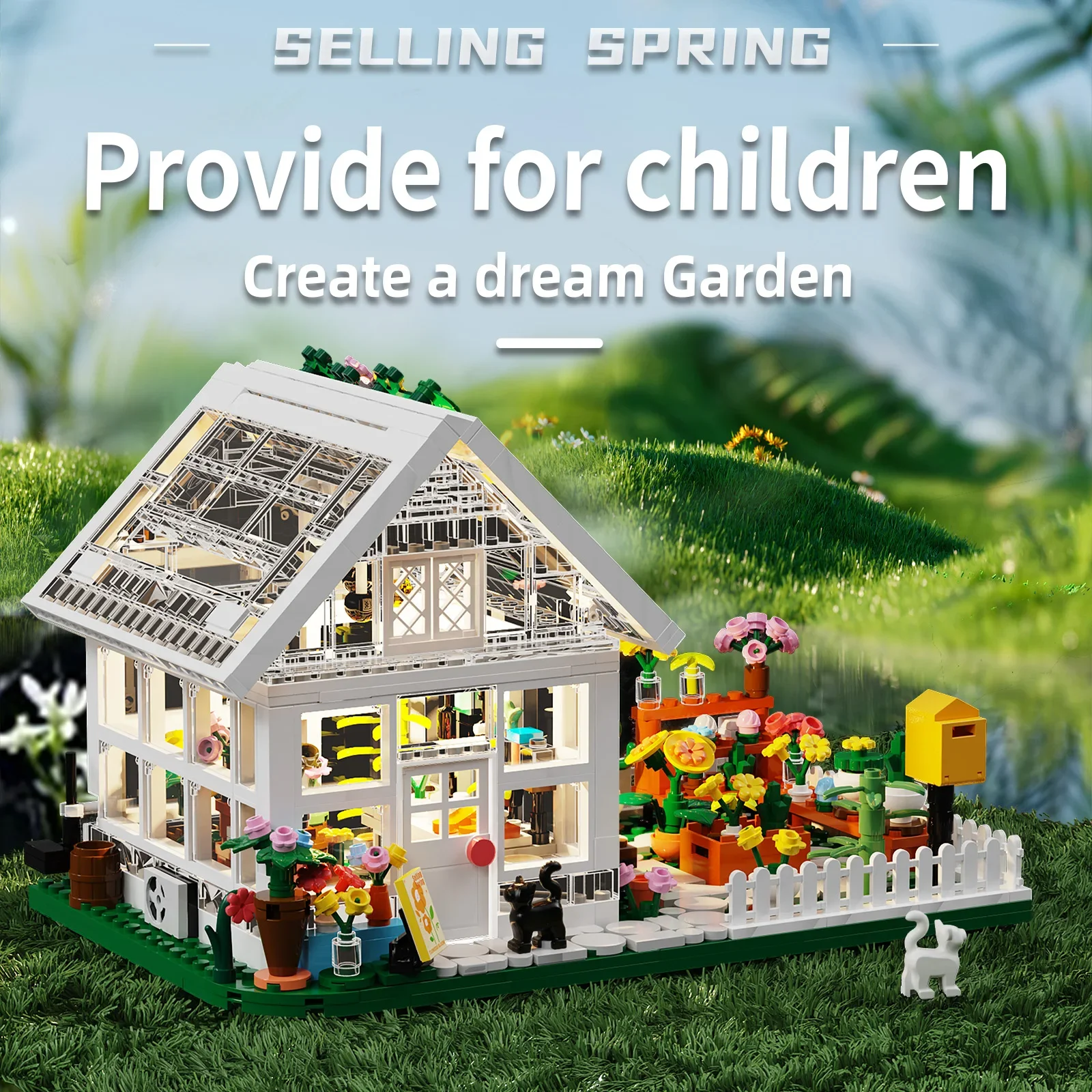 Mais novo casa de flores mini bloco de construção conjunto cidade rua vista estufa blocos modelo kits presentes aniversário para crianças