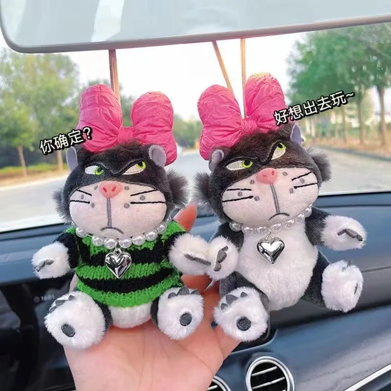 LLavero de dibujos animados de Disney Lucifer, muñeco de peluche con lazo feo, bonito y periférico, colgante para coche, bolso escolar, regalo para mejor amigo