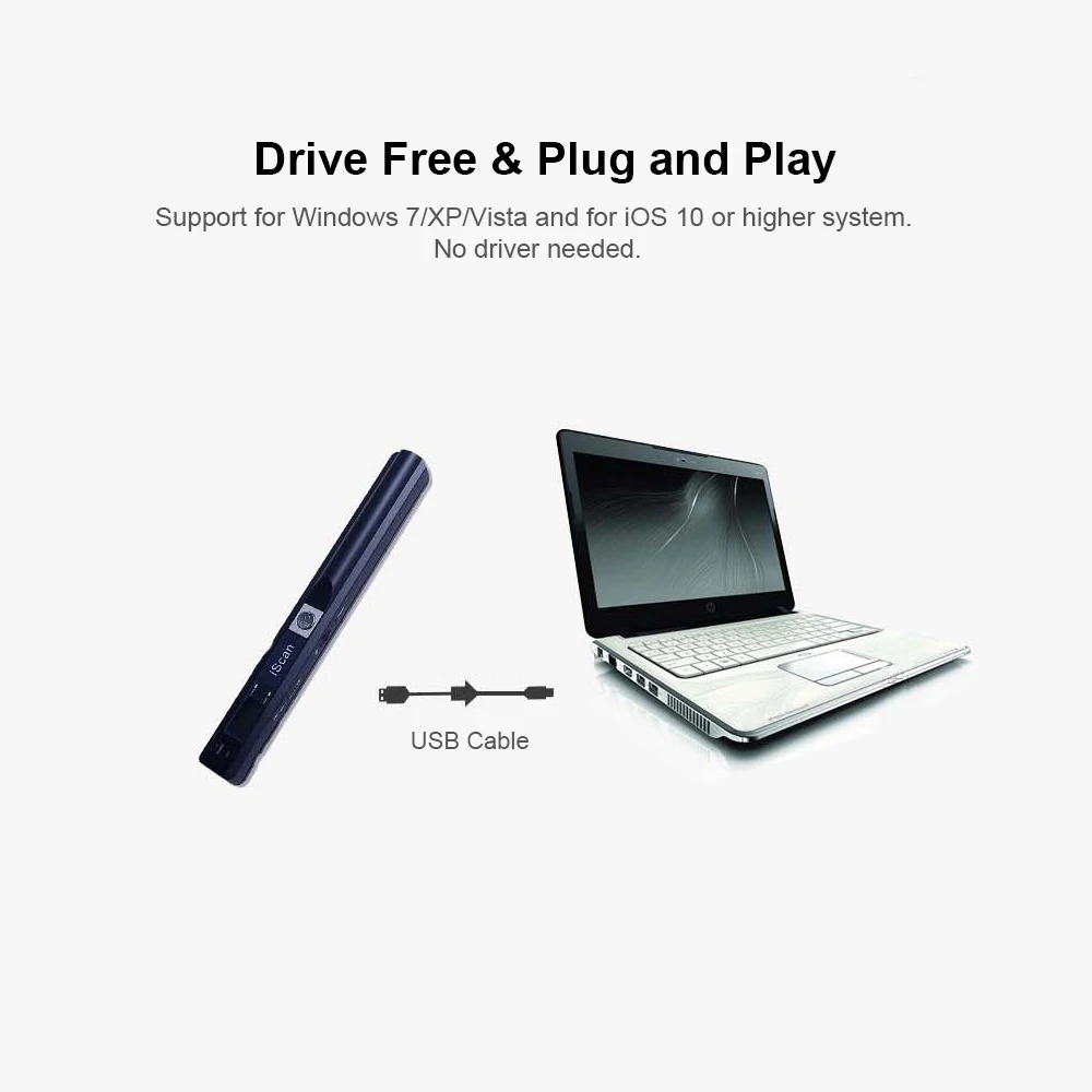 JPG and PDF Format Portable Scanner Mini Handheld Document Scanner  Book Scanner JPG and PDF Format 300/600/900 Movement Speed