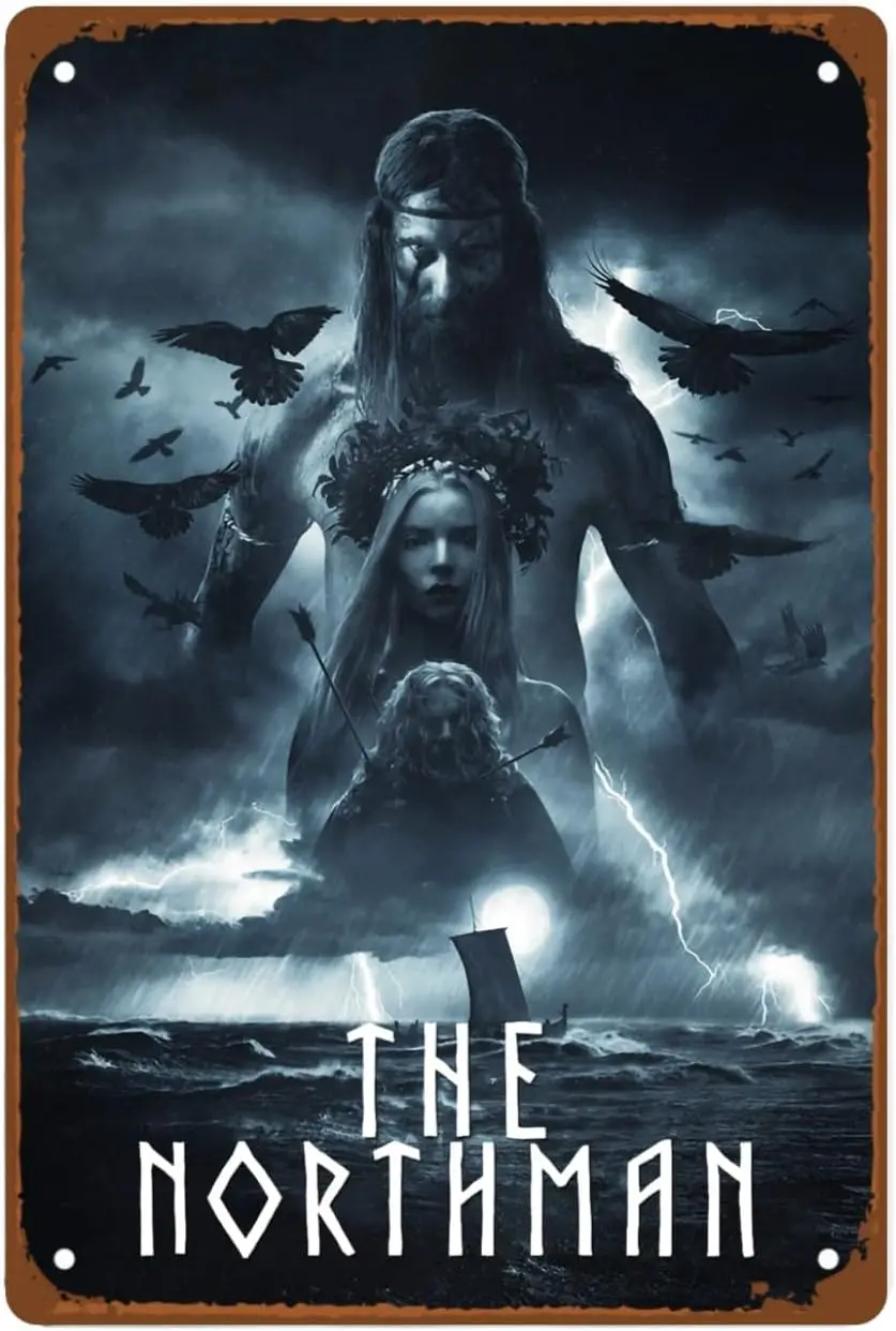 The Northman Movie Vintage Metal Wall Tin Sign Historical Battle Film Man Cave Decor Retro Gift Vintage Decorations Plot Thrille
