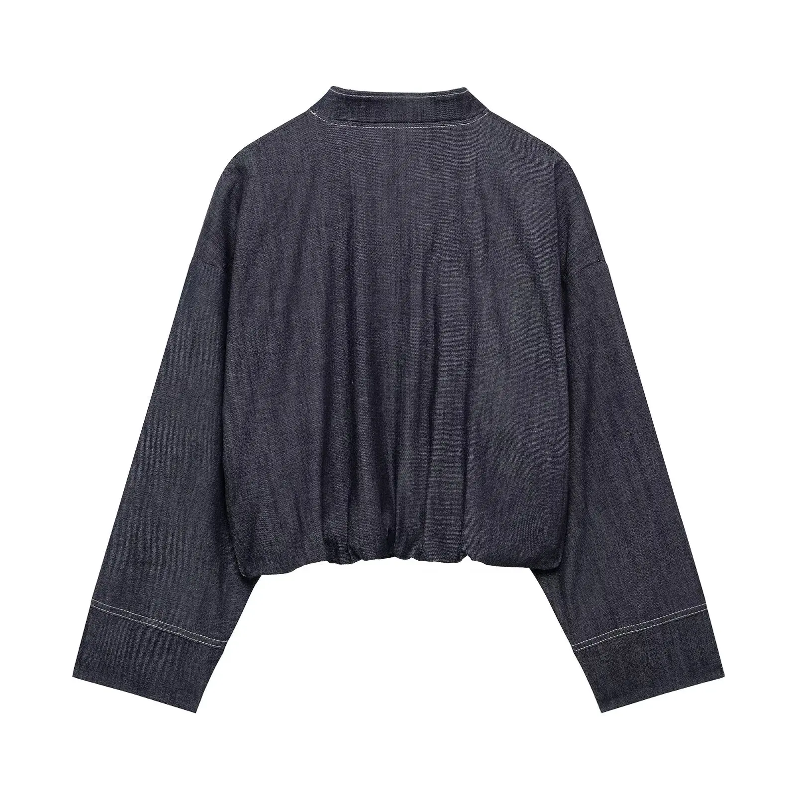 Taop&Za2025 Womens Denim Set Cropped Zippered Bomber Jacket with Pleated Mini Skirt for Trendy and Casual Wear