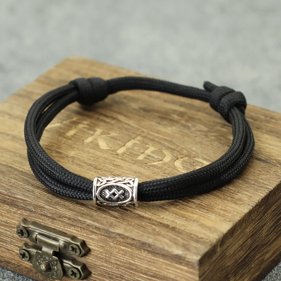 Vintage Männer Paracord Armband hand gefertigt verschiebbar verstellbar Wikinger Symbol Stoff Braslet Strand Surfen nautischen Brazalete Pulsera