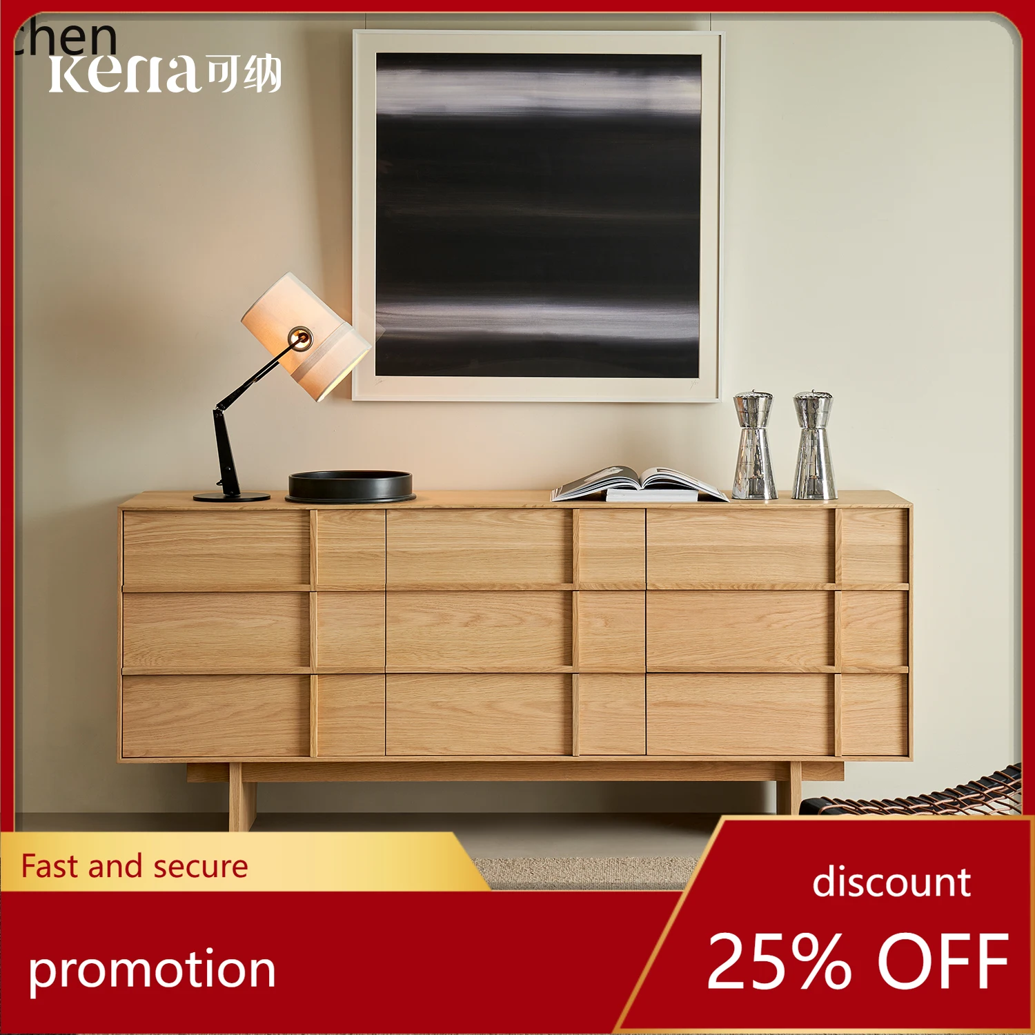 

HT solid wood nine-chest cabinet log style simple storage bedroom storage retro home dining side cabinet