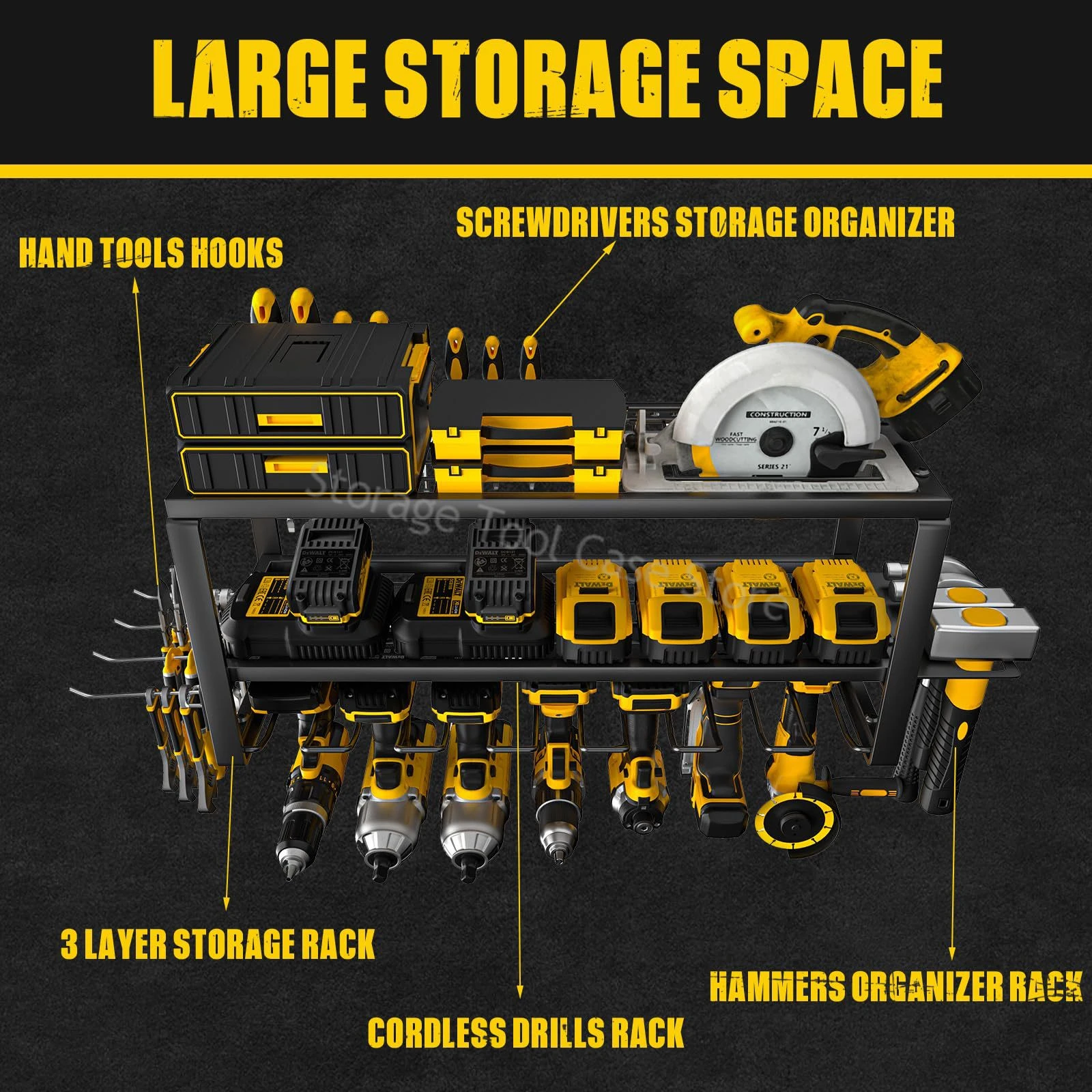 ชั้นวางเครื่องมือไฟฟ้า 3 ชั้นติดผนังมือถือสว่านไฟฟ้าเครื่องมือผู้ถือ Heavy Duty ลอยชั้นวางเครื่องมือโรงรถ Organizer