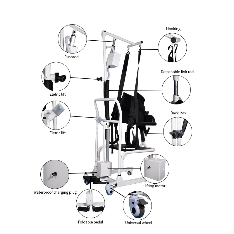Coolfull Patient Hoist Lifting Patient Lifter Chair Transfer Lift Nursing Equipment for Disabled Elderly With Sling Carrier