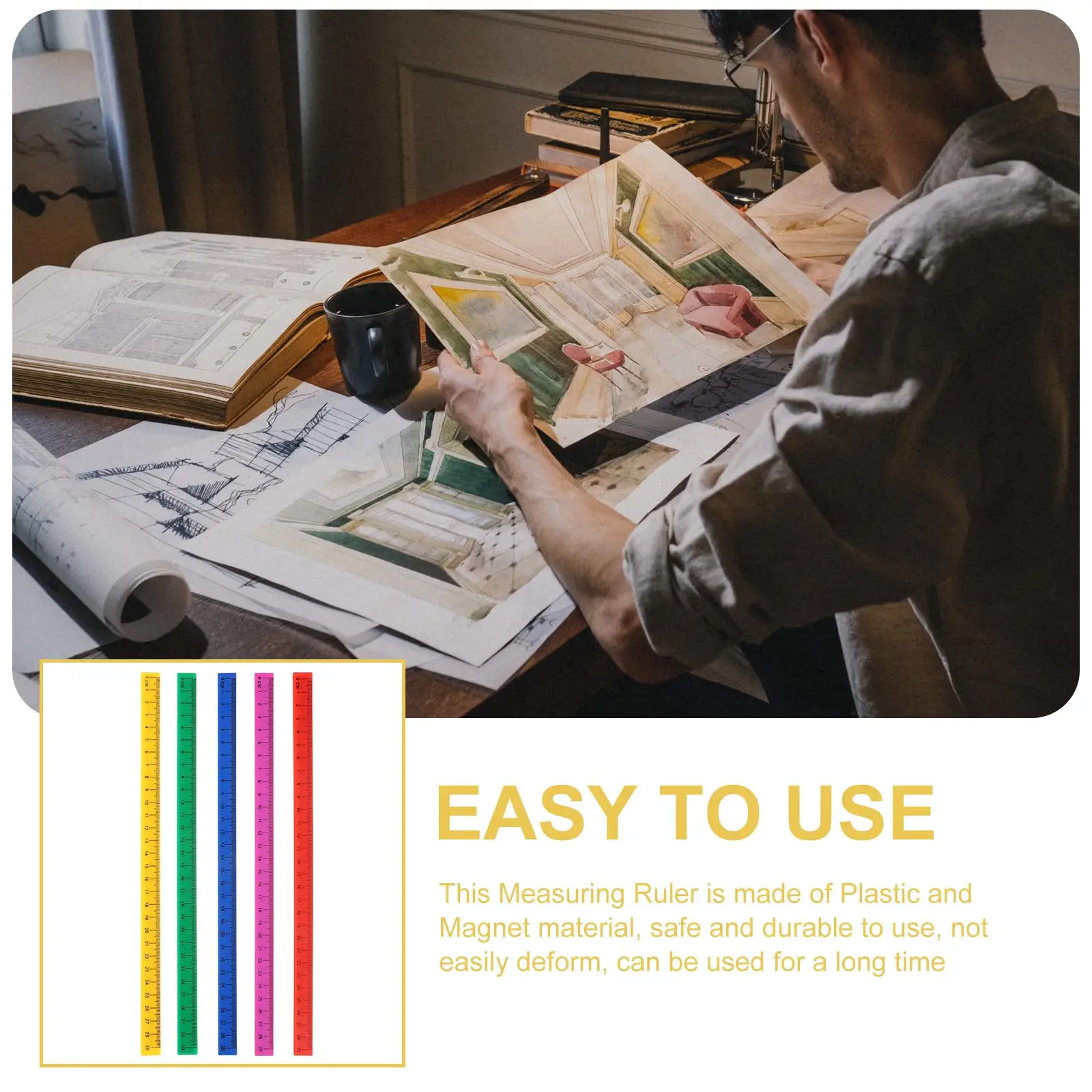 5 Pcs Rulers 29cm Plastic Office Ruler Colorful Assorted Children Drawing Ruler Measuring Tools Students Artists