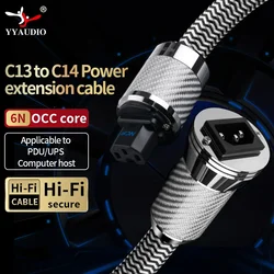 YYAUDIO Hifi Flux-50 NCF Power Filter Cable NCF Connector Carbon Fiber Power Filter 35CM Rhodium Plated Connector Plug