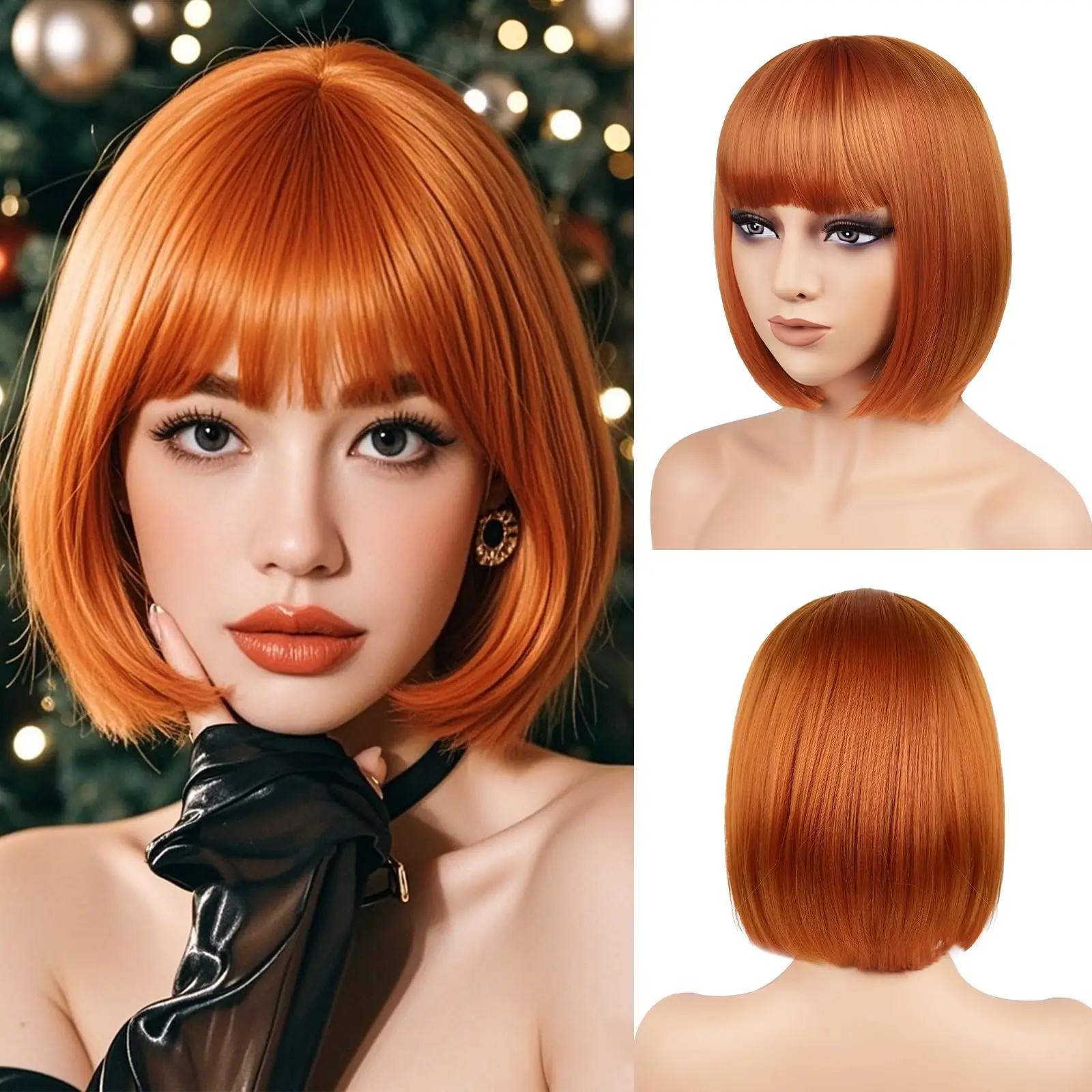 

Синтетический парик с короткой прямой стрижкой боб для вечеринок, Хэллоуина, косплея, повседневный, термостойкий аксессуар для волос