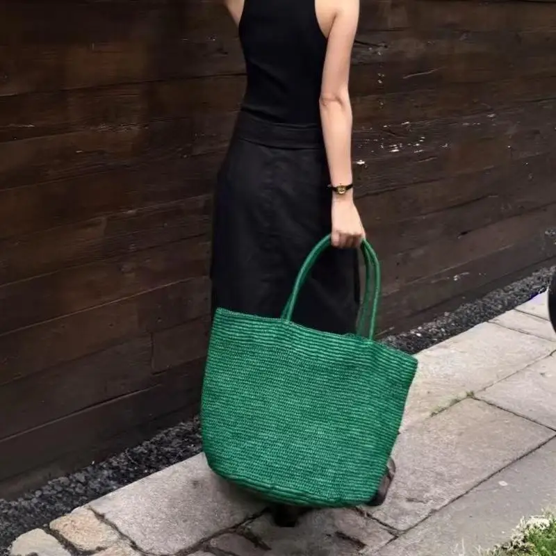 2026 Große handgewebte Raffia-Strohtasche für Damen – Luxuriöse Schultertasche für Freizeit, Sommer, Strand, Reisen und Shopping – Detail 21