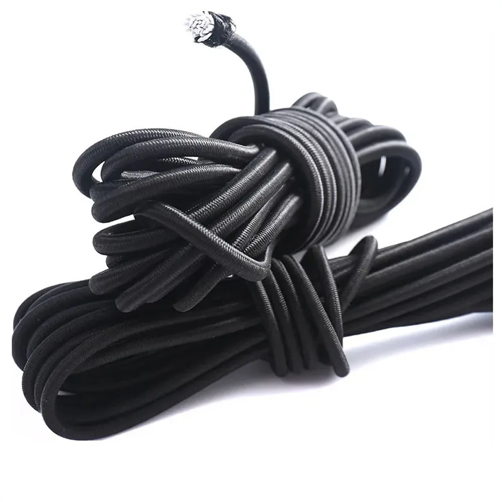 Schwarzes, starkes, elastisches Bungee-Seil, dehnbare Schnur, Marine-Qualität, Planen-Spanngurte für Camping, Anhänger, Schuhbänder – Detail 8