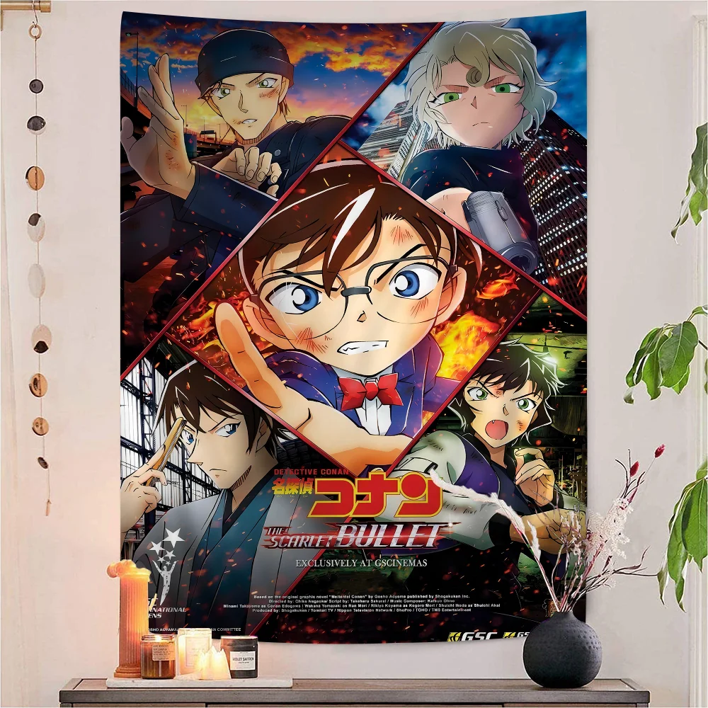 

Detective-Conan Canvas Cartoon Tapestry Art Science Fiction Room Home Decor Art Home Decor