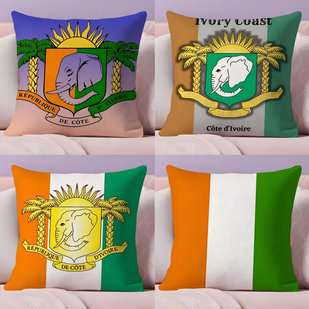 Ivory Coast CIV Flag Pillow Case Silky Elegant Comfort Sofa Bed Invisible Zipper