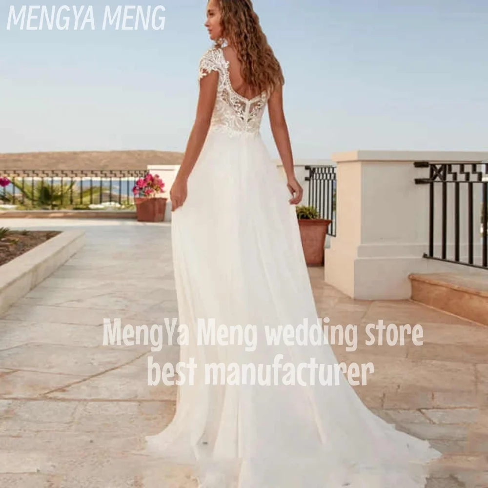 ZHUISHU 2026 A-Line Lace Wedding Dresses Brides Boho Women Wedding Gown Cap Sleeve V-Neck Backless Luxury Lace ridal Customized