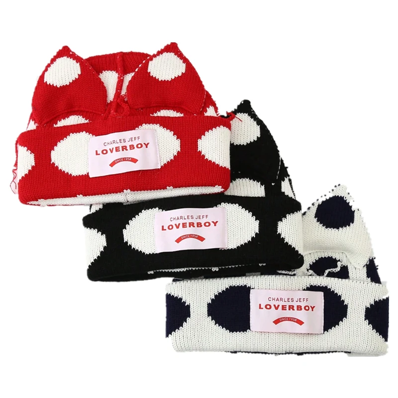 Hot Sale Y2K Style Winter Knitted Beanie Hat For Women Outdoor Cute Cat Ear Designer Warm Hat