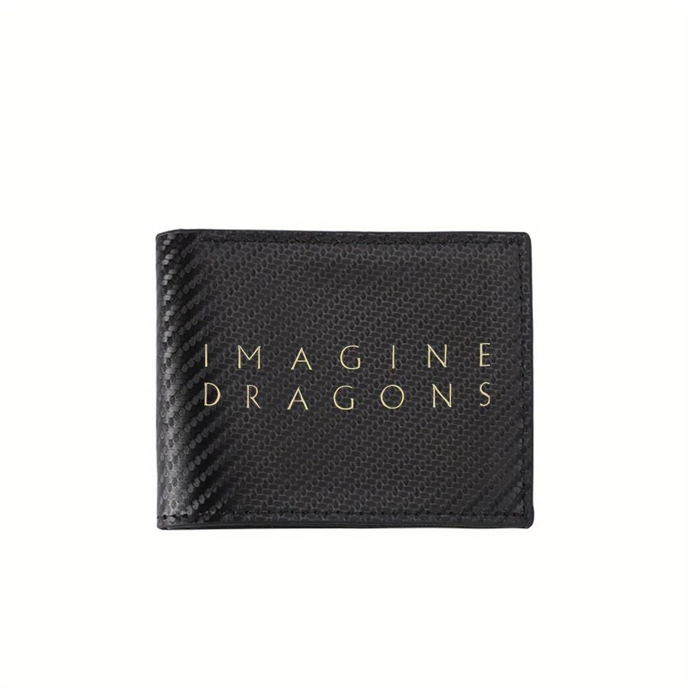 Texte Imagine Dragons sur fond noir Portefeuilles pour hommes Simple Business Moderne Élégant Impression Design Cadeaux pour Père Chambre