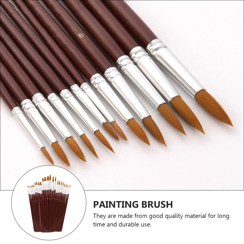 

24Pcs Watercolor Paint Brush Set Wood Handle Long-Lasting Durable Comfortable Grip for Gouache Oil Art Wood Handle Paint Brush