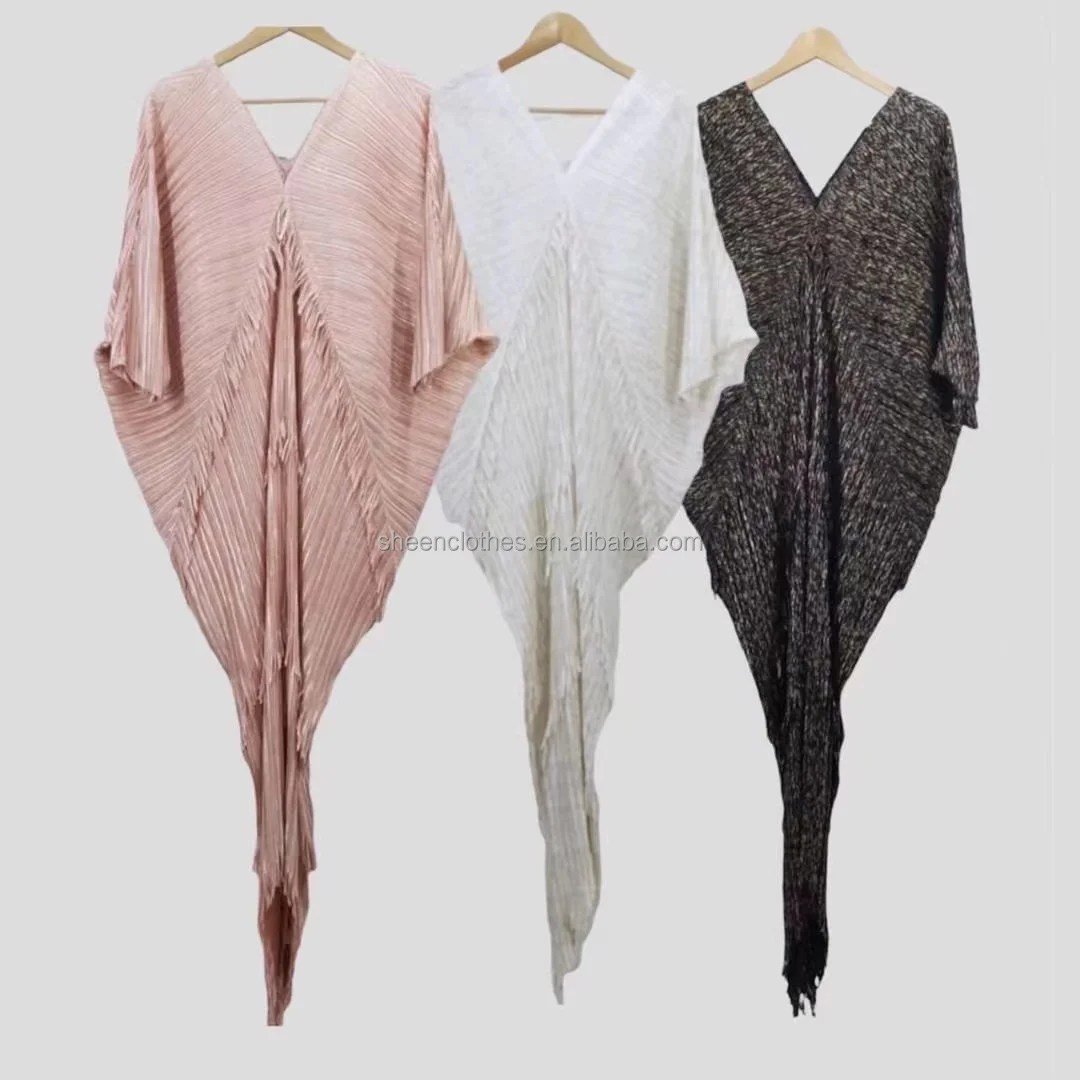 Elegantes, metallisches, figurbetontes, langes indisches Abendkleid mit Puffärmeln, V-Ausschnitt, Falten und Pailletten, Fransen, für Damen in großen Größen – Detail 7