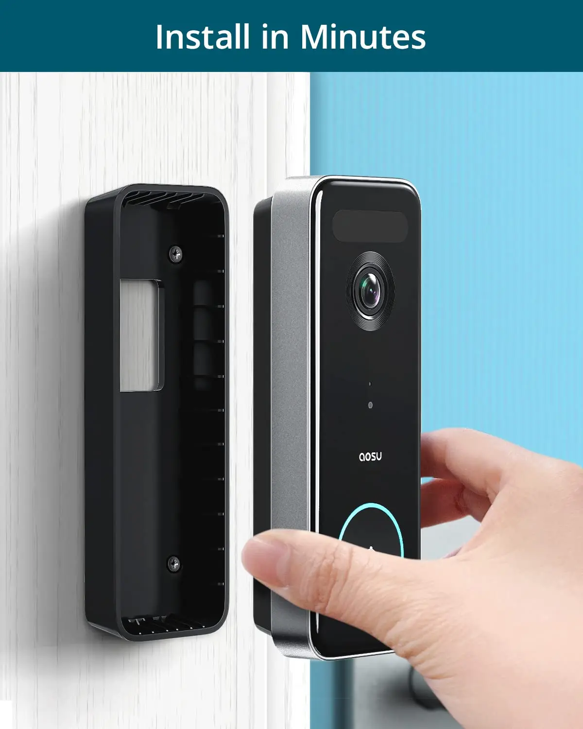 AOSU 5MP Ultra HD WiFi Video Doorbell Outdoor Camera PIR Motion Detection 2-Way Audio IP66 Wireless Door Bell Support Alex