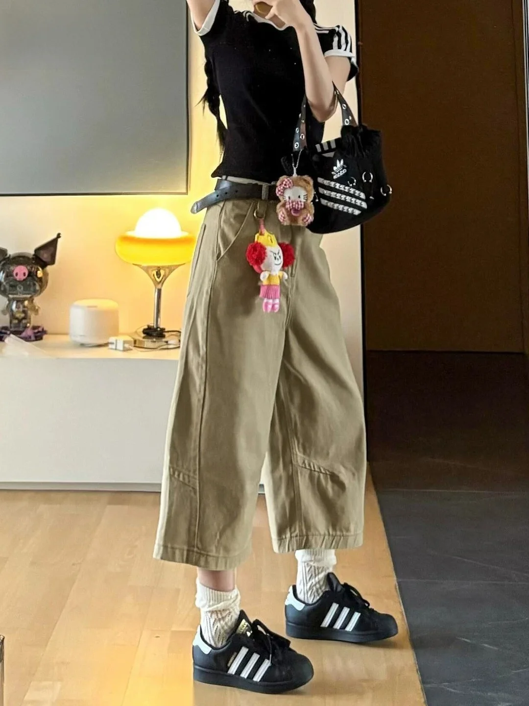 

Retro American Khaki Loose Women's Jeans High Waist Seven-Foot Pants Pear Body Shape Summer New Style Wide Leg Pants