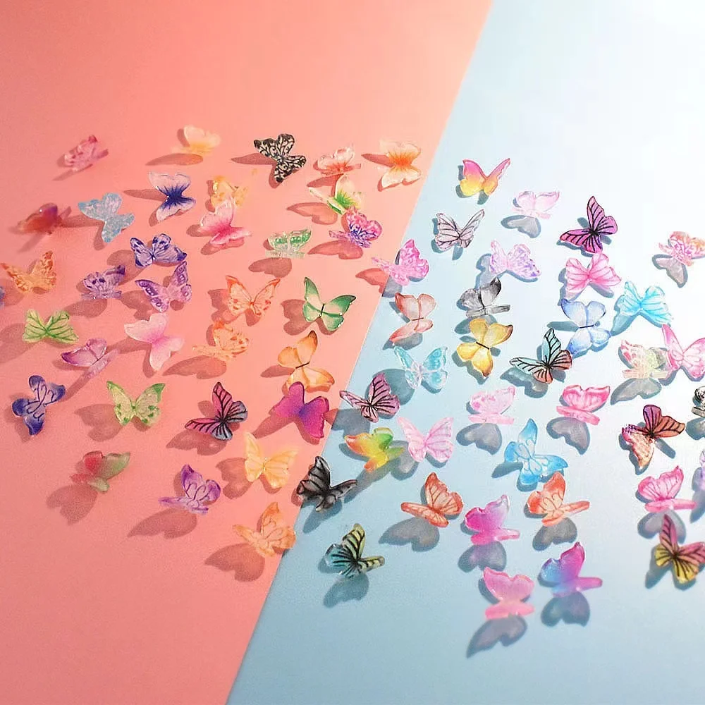 100pcs 3D Aurora Butterfly Bear Deer Pearl Mix Box Professional Accessories DIY Nail Design