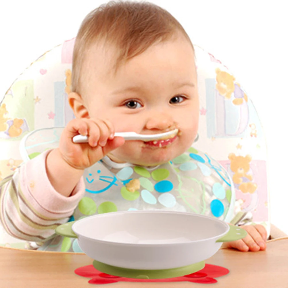 

Suction Cup Green Baby Spoon Set Safe Toddler Feeding Bowls Infant Dishes Flying Saucer Shape Baby Bowl Set Tableware