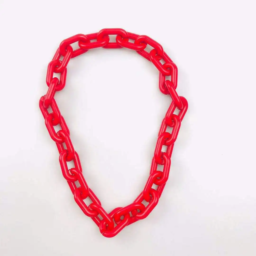 

Ожерелье неоновое прозрачное большое акриловое массивное ожерелье с замком-цепочкой, аксессуары для женщин и мужчин, длинное ожерелье геометрического неонового цвета